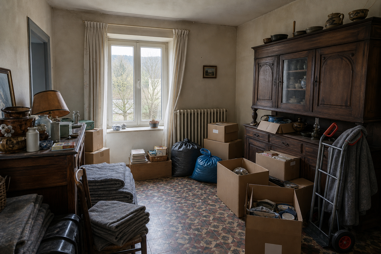 Vide fermette avec dépendances à Manhay : avant, en cours et après — intervention en cours