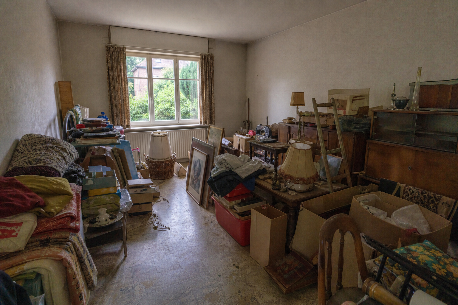 Vide maison mitoyenne à Meerhout : avant, en cours et après — avant débarras