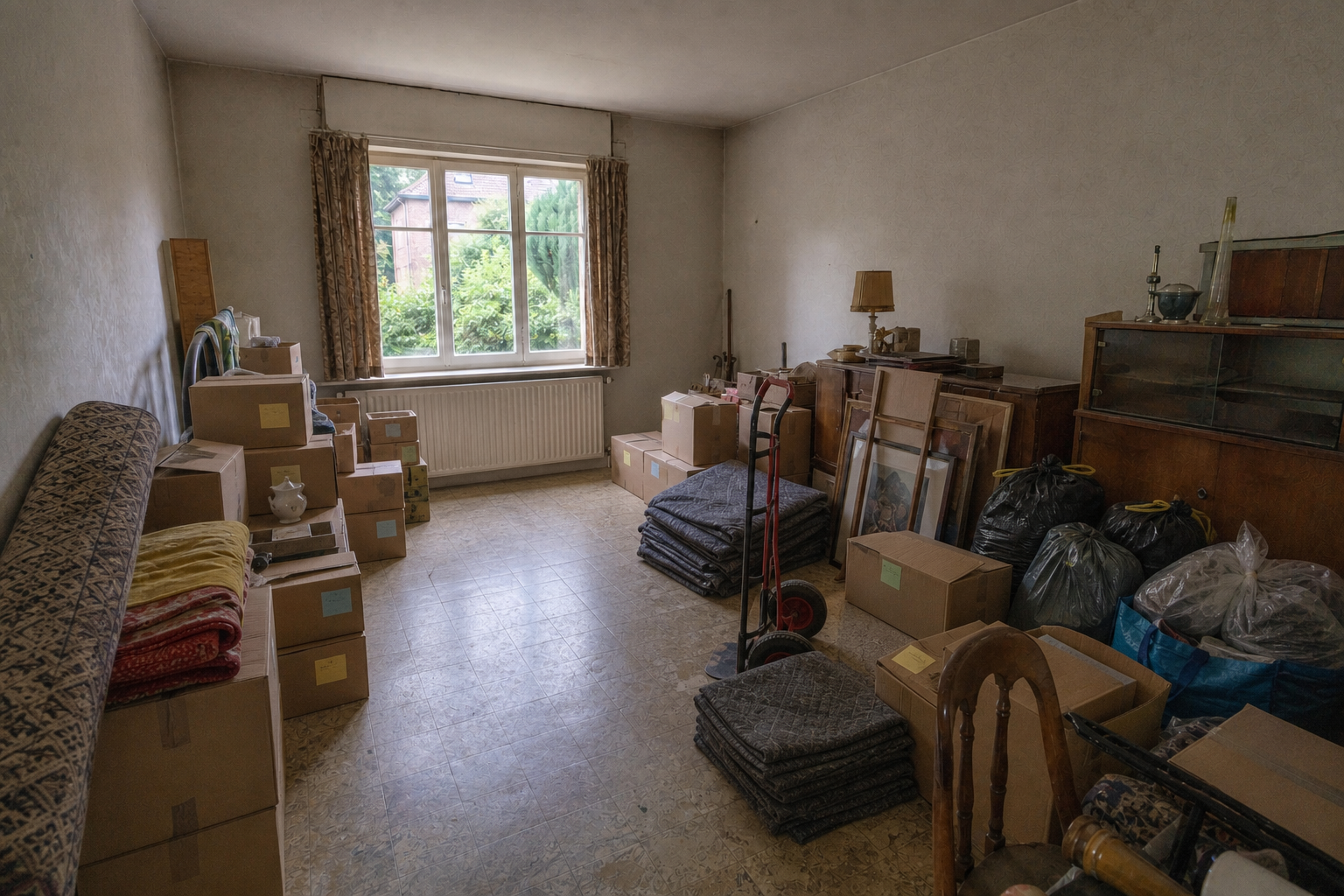 Vide maison mitoyenne à Meerhout : avant, en cours et après — intervention en cours