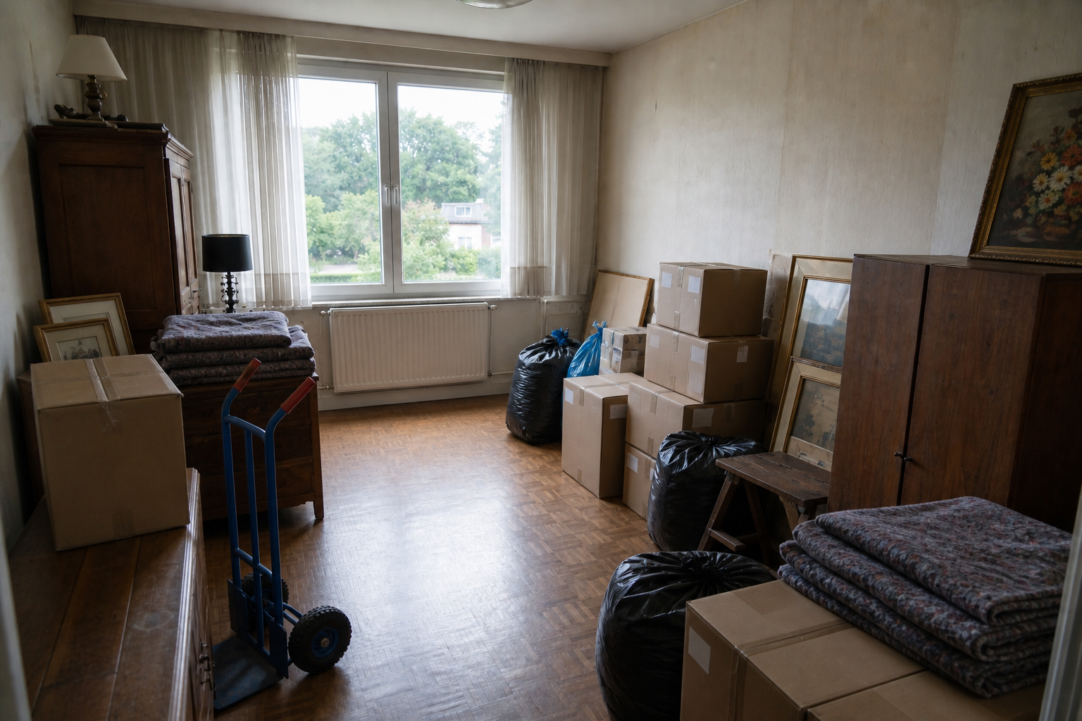 Vide maison bel-étage à Meise : avant, en cours et après — intervention en cours