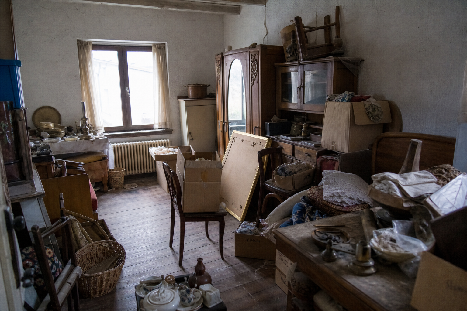 Vide maison villageoise avec grange à Meix-devant-Virton : avant, en cours et après — avant débarras
