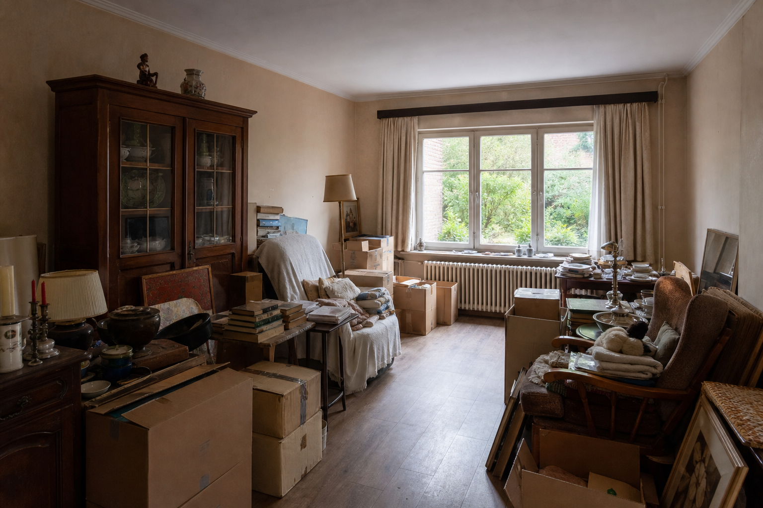 Vide maison de rangée à Merelbeke : avant, en cours et après — avant débarras