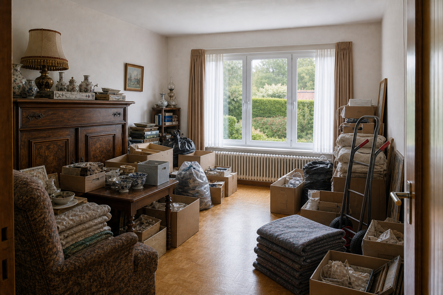 Débarras après départ en maison de repos à Messines : avant, en cours et après — intervention en cours
