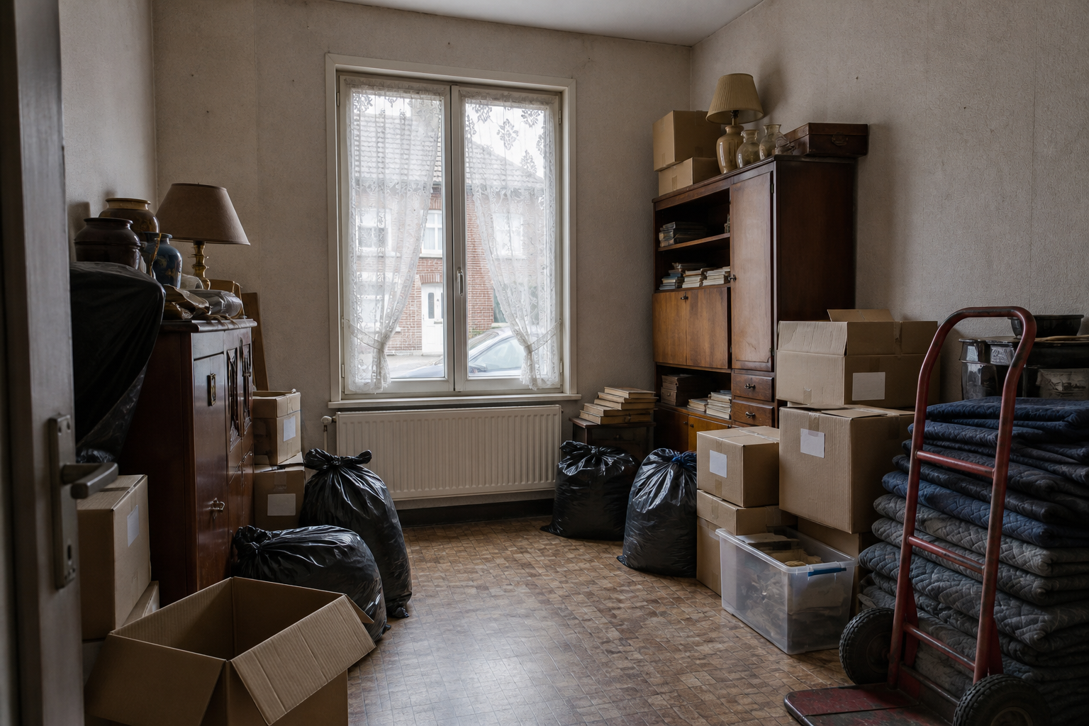 Vide maison ouvrière à Meulebeke : avant, en cours et après — intervention en cours