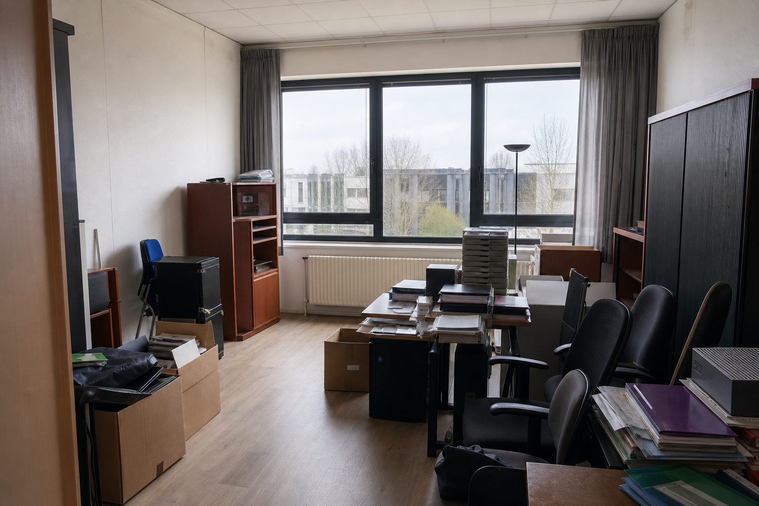 Vide bureau à Mont-Saint-Guibert : avant, en cours et après — avant débarras