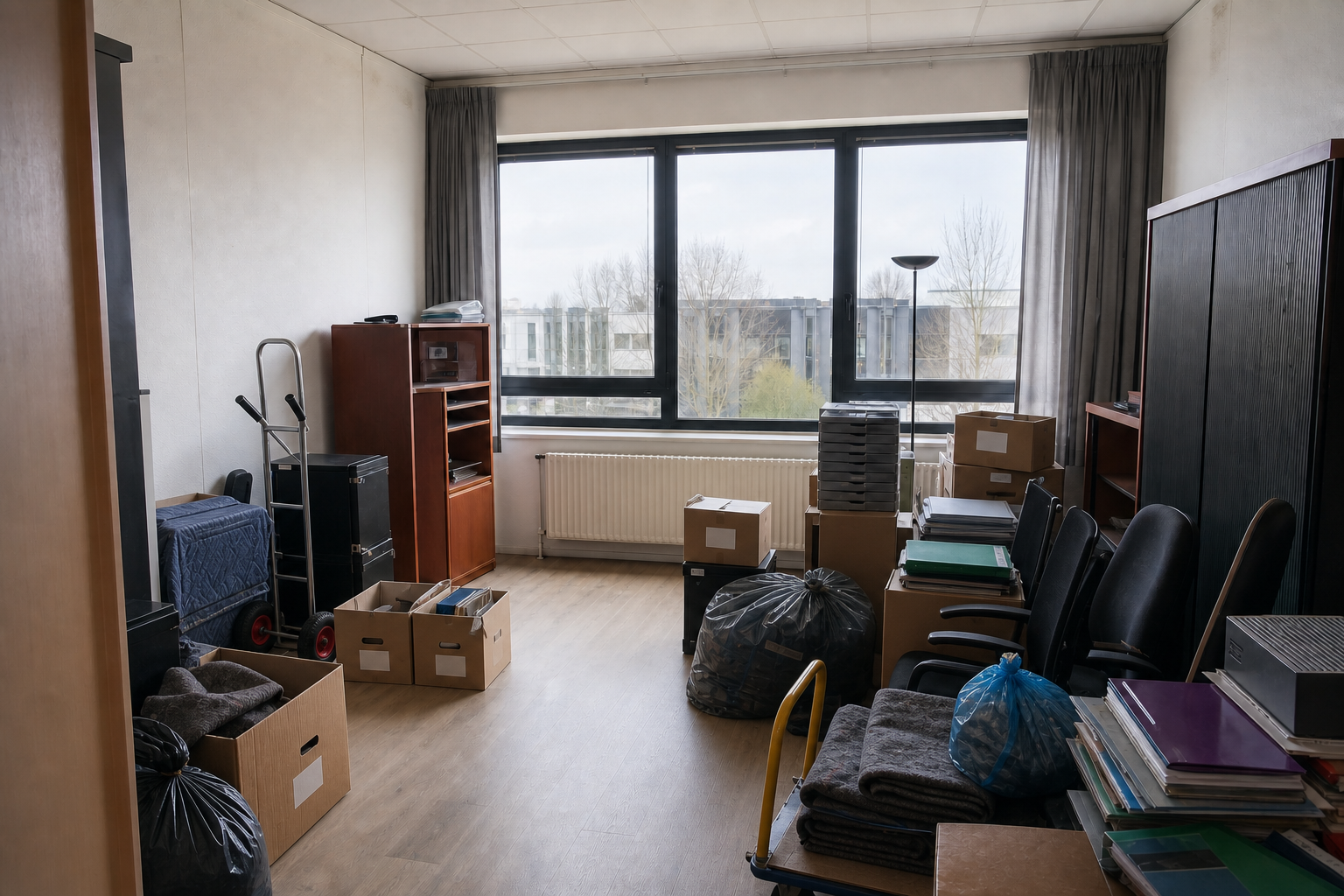 Vide bureau à Mont-Saint-Guibert : avant, en cours et après — intervention en cours