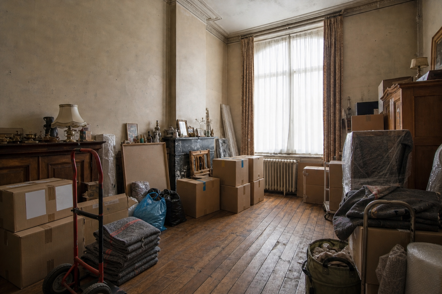 Vide maison de maître à Morlanwelz : avant, en cours et après — intervention en cours