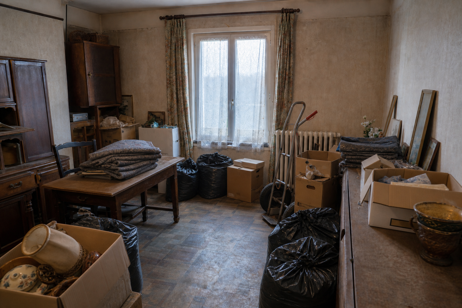 Vide maison ouvrière à Musson : avant, en cours et après — intervention en cours