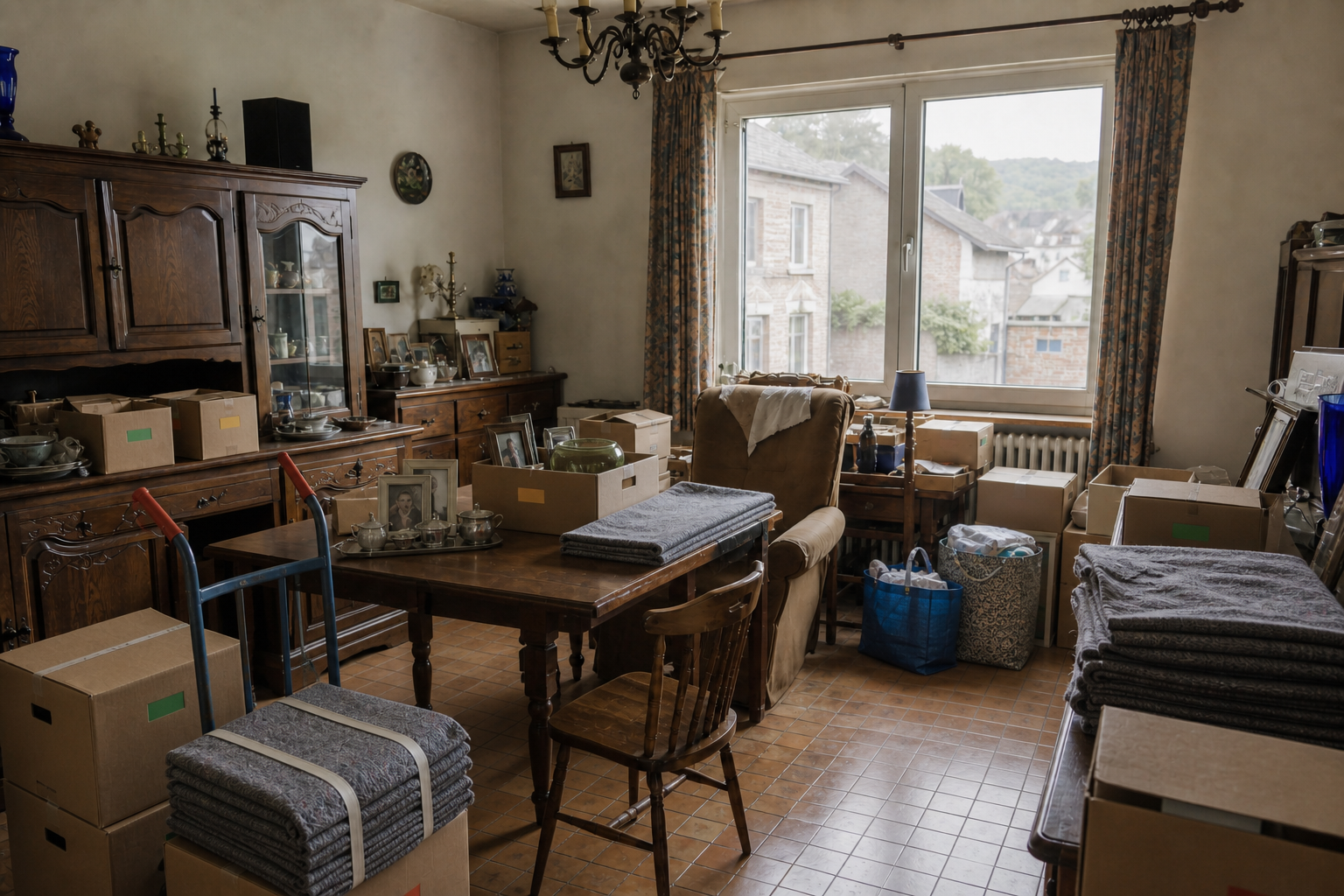 Débarras après départ en maison de repos à Nandrin : avant, en cours et après — intervention en cours