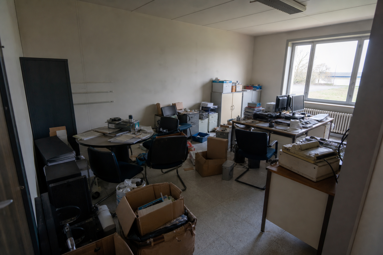 Vide bureau à Nazareth : avant, en cours et après — avant débarras