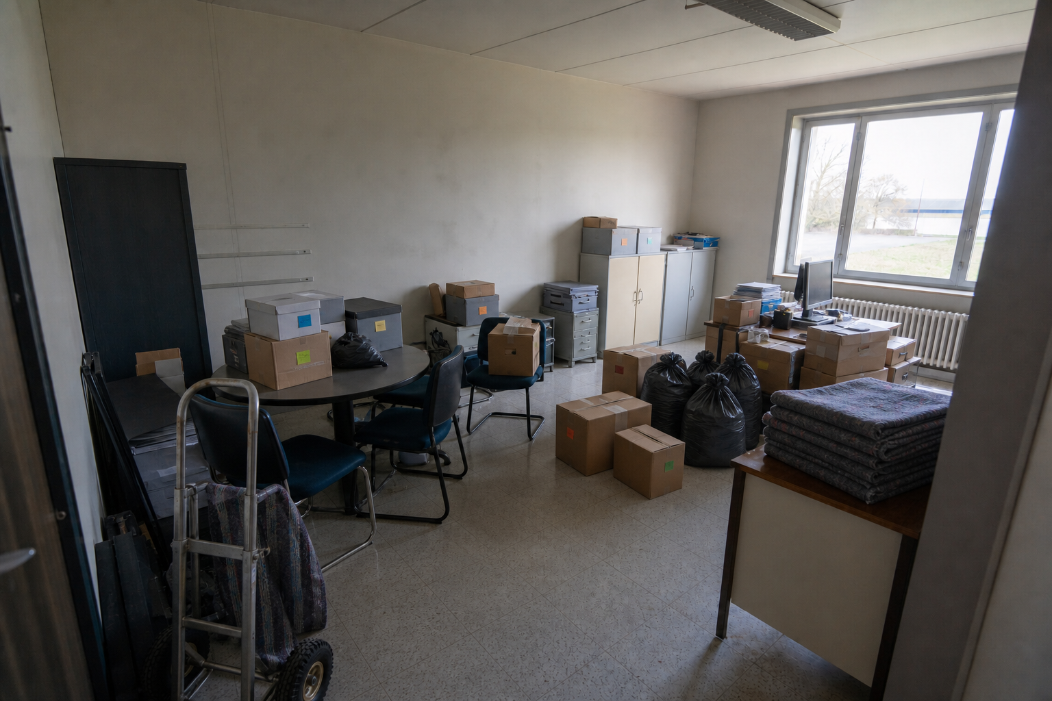 Vide bureau à Nazareth : avant, en cours et après — intervention en cours