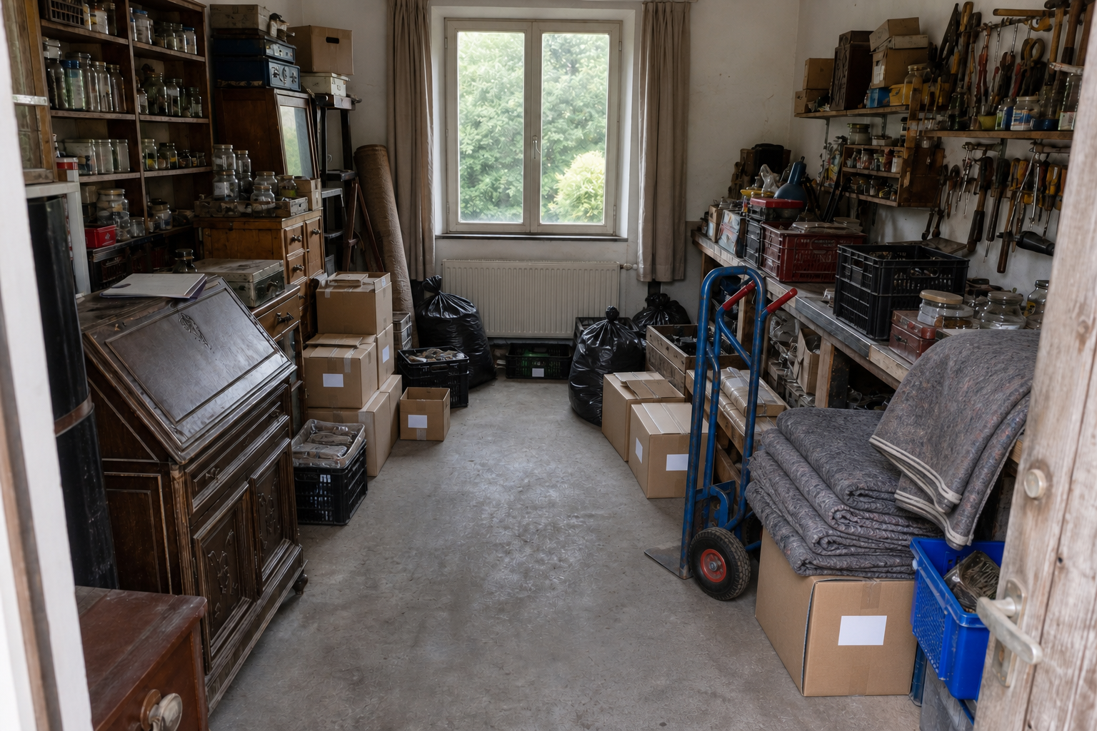 Vide maison avec garage-atelier à Neufchâteau : avant, en cours et après — intervention en cours