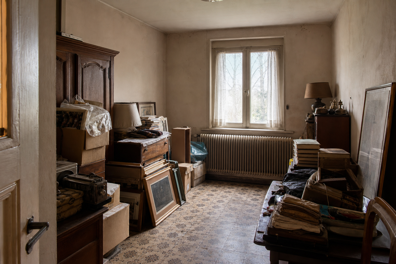 Vide maison ouvrière à Niel : avant, en cours et après — avant débarras