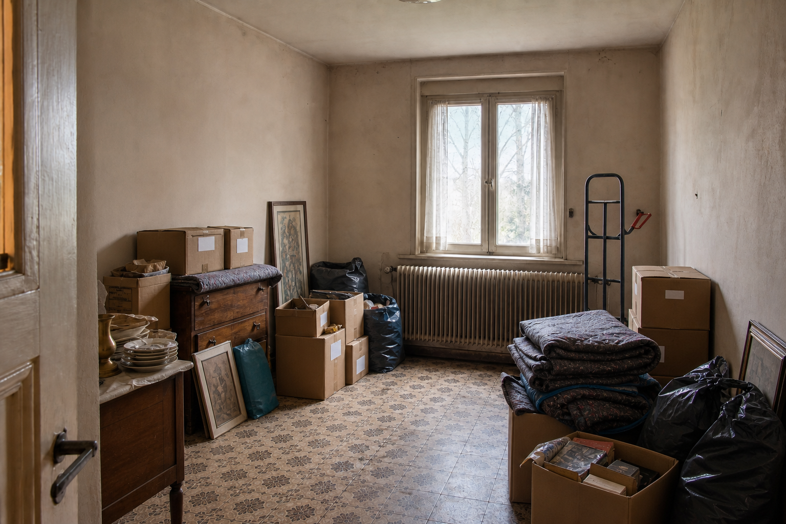 Vide maison ouvrière à Niel : avant, en cours et après — intervention en cours