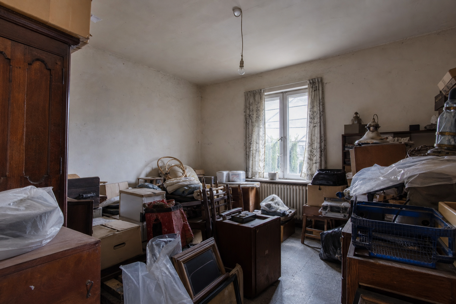 Débarras de cave et grenier à Nieuwerkerken : avant, en cours et après — avant débarras