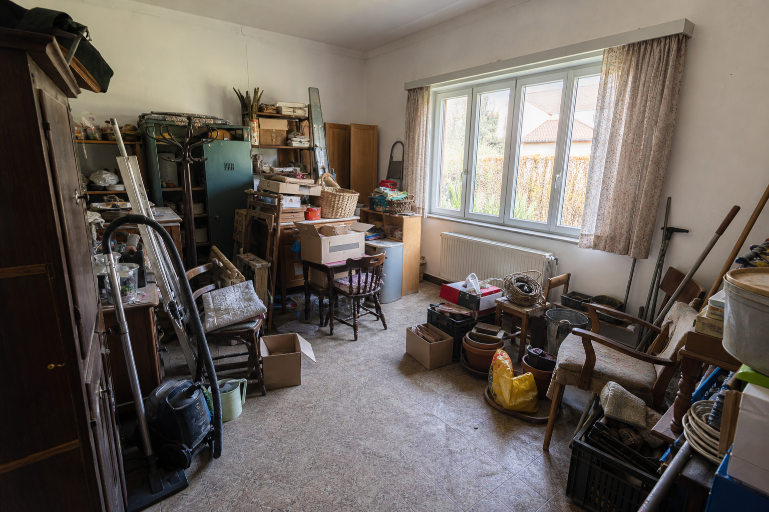 Vide maison familiale avec atelier de jardin à Nijlen : avant, en cours et après — avant débarras