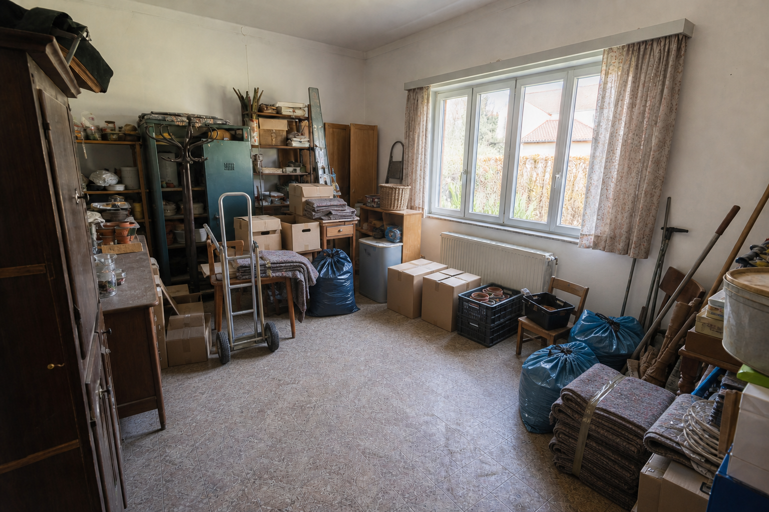 Vide maison familiale avec atelier de jardin à Nijlen : avant, en cours et après — intervention en cours