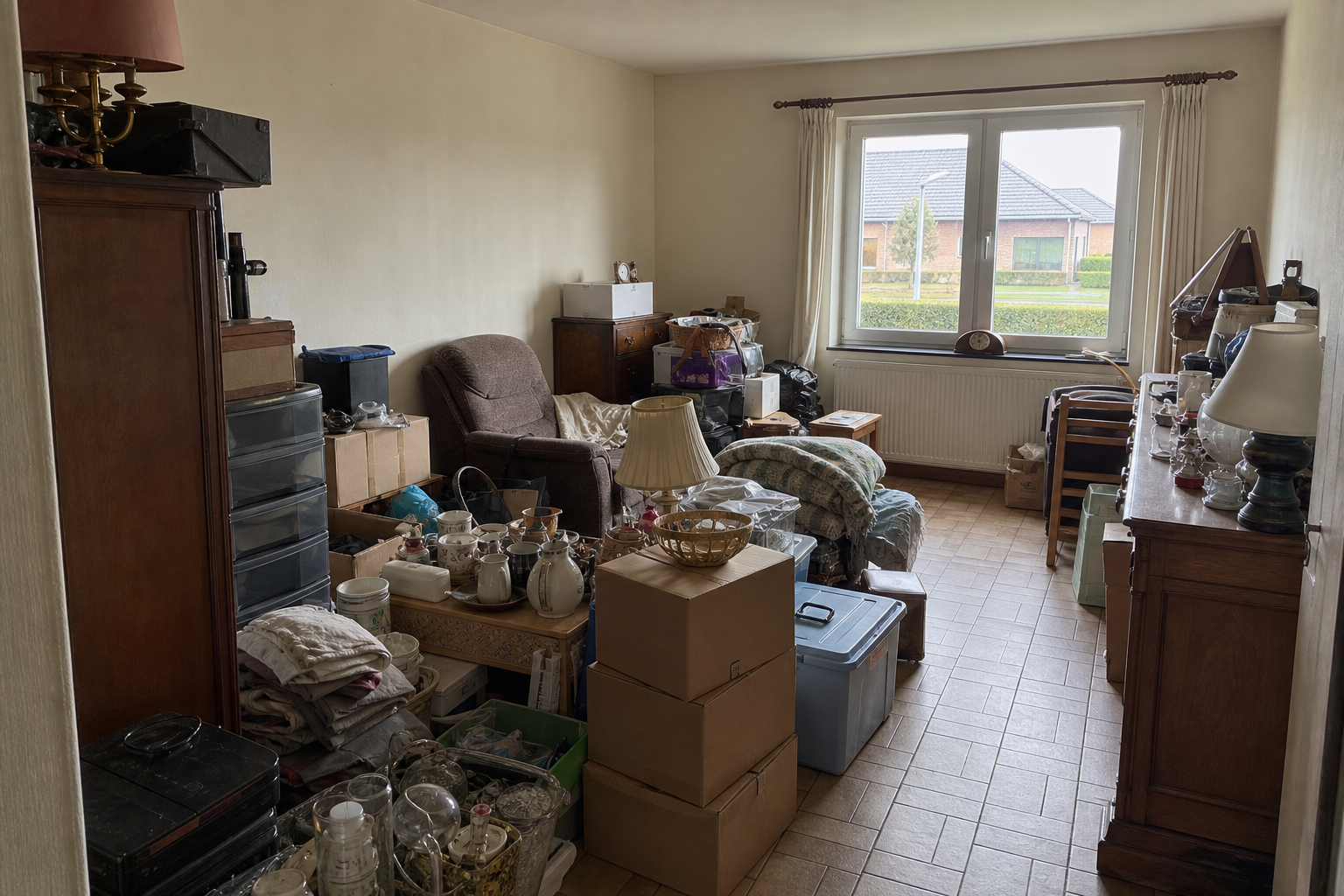 Vide bungalow à Olen : avant, en cours et après — avant débarras