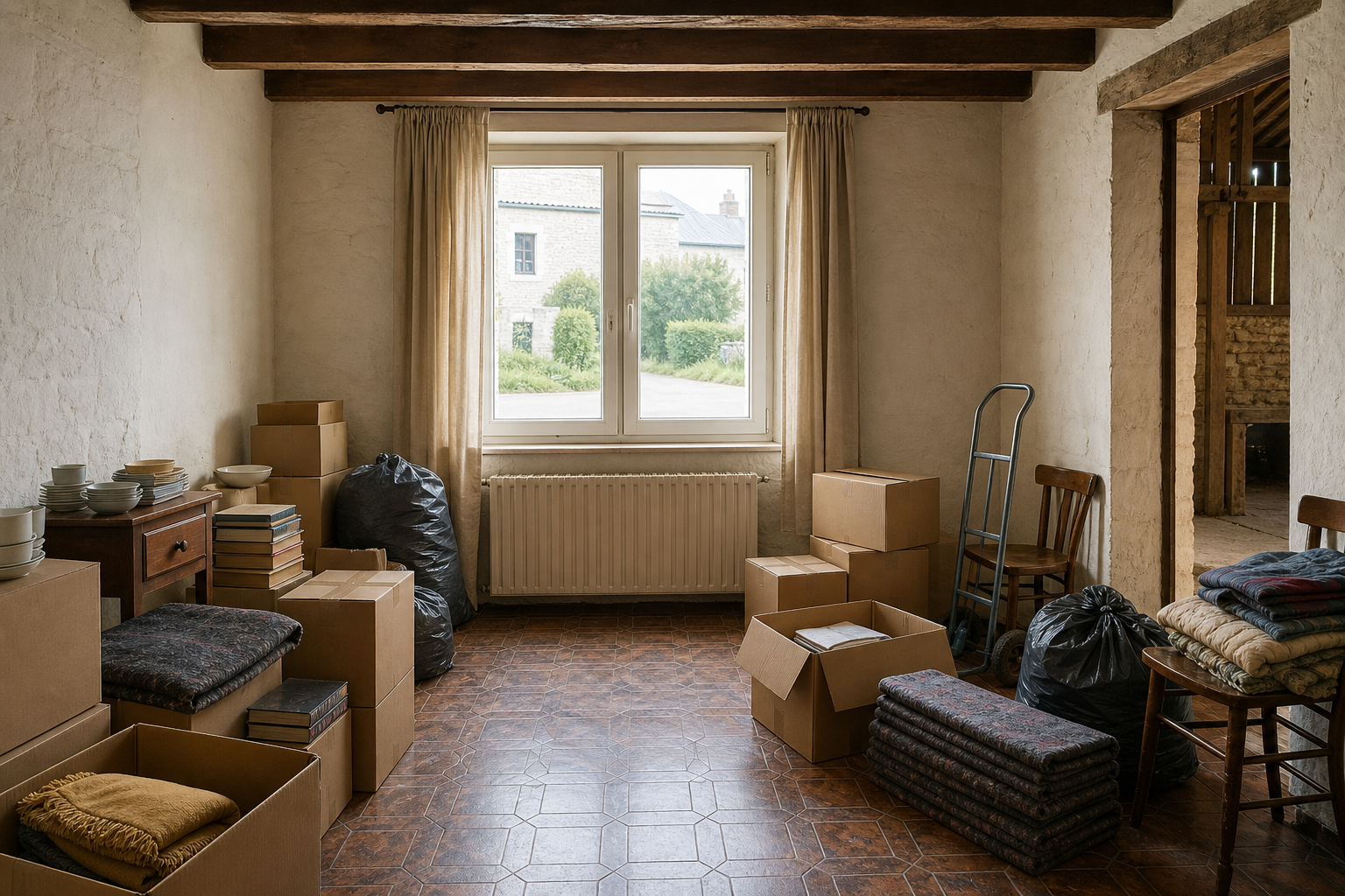 Vide maison villageoise avec grange à Olne : avant, en cours et après — intervention en cours