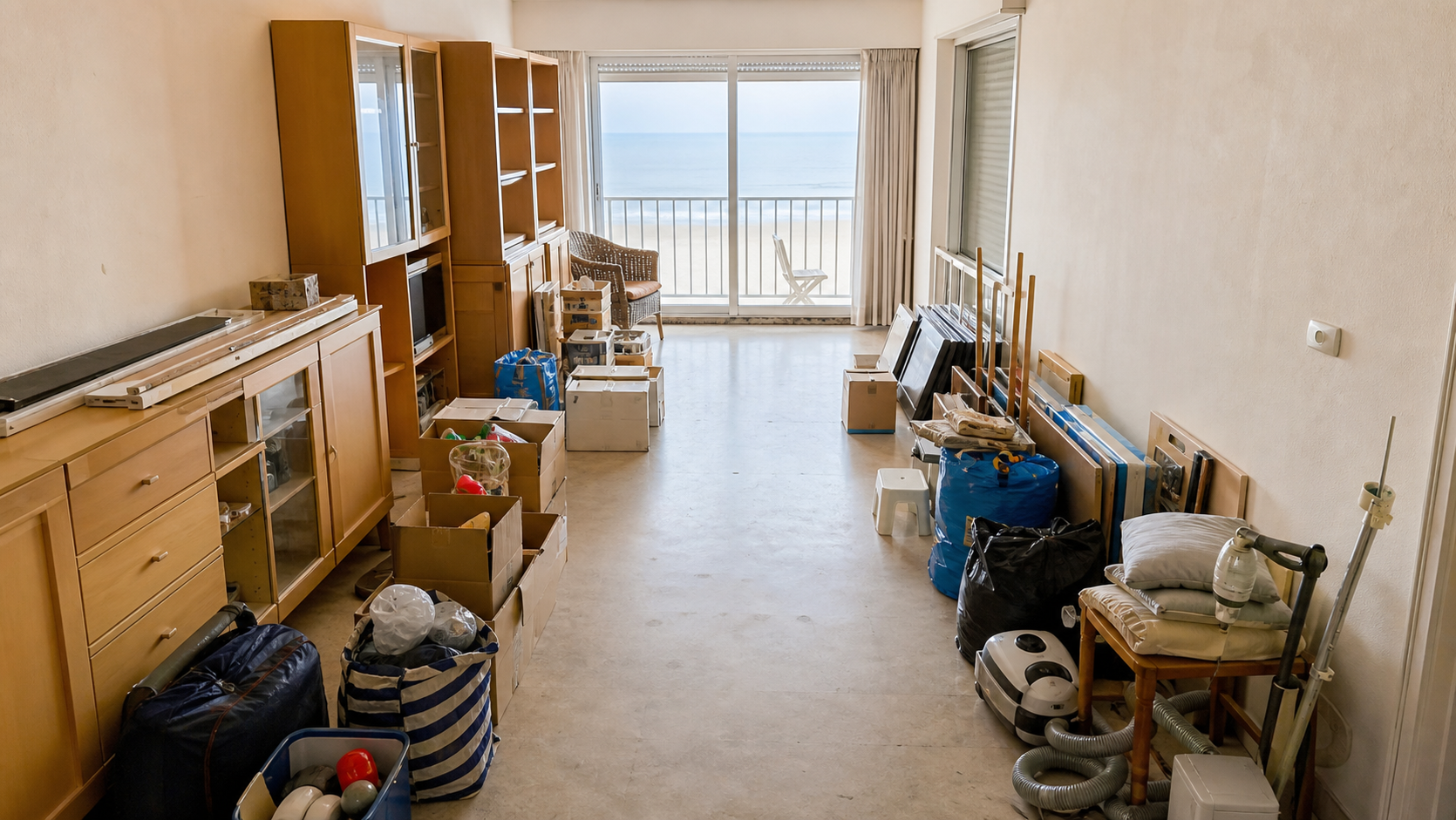Vide appartement à Oostende : avant, en cours et après — intervention en cours