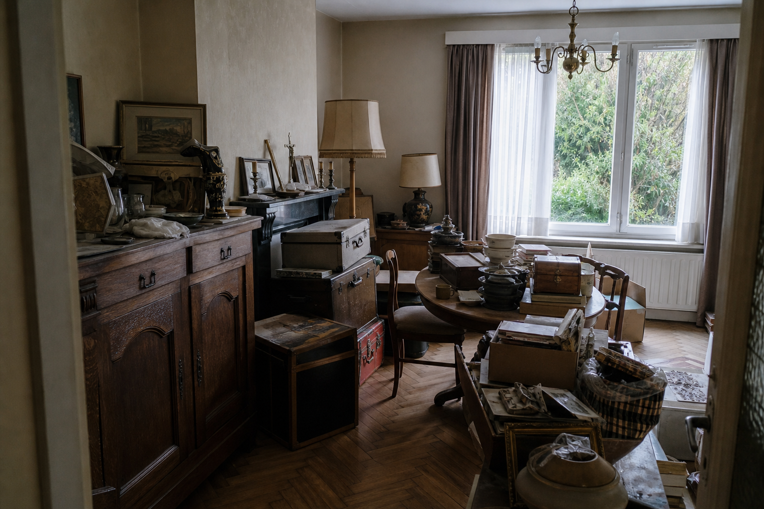 Vide maison familiale avec grenier à Opwijk : avant, en cours et après — avant débarras
