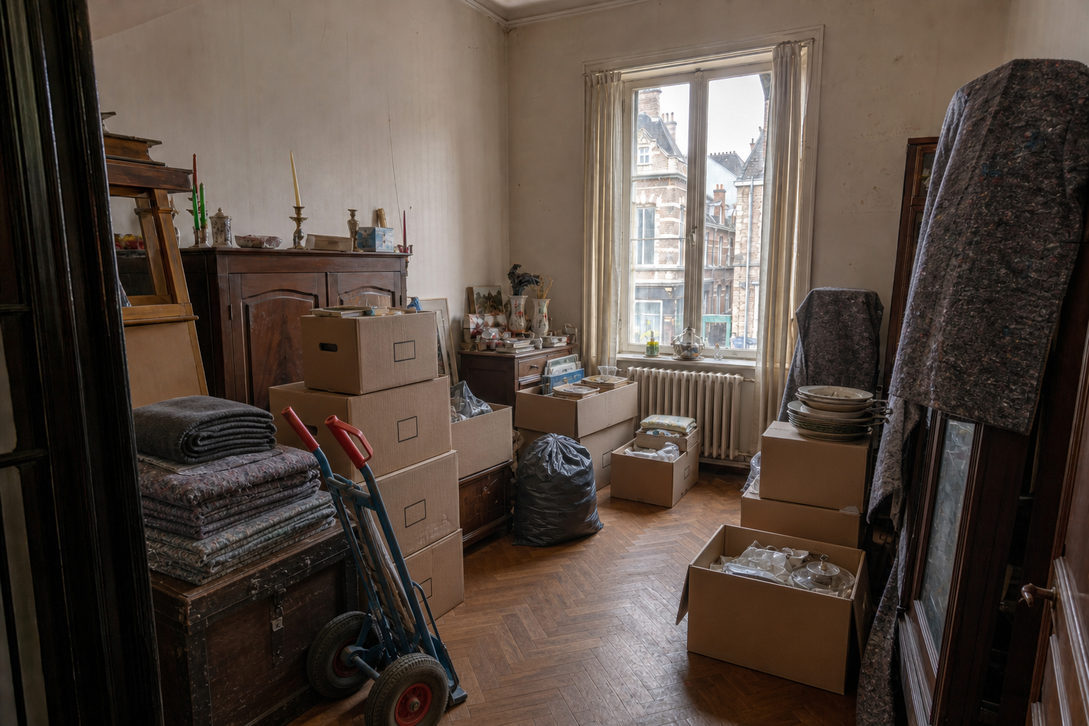 Vide appartement de centre historique à Audenarde : avant, en cours et après — intervention en cours