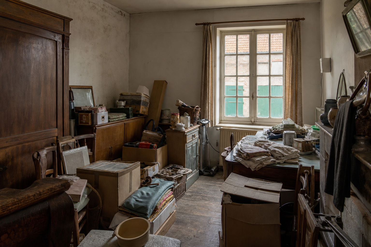 Vide maison villageoise avec grange à Oudenburg : avant, en cours et après — avant débarras