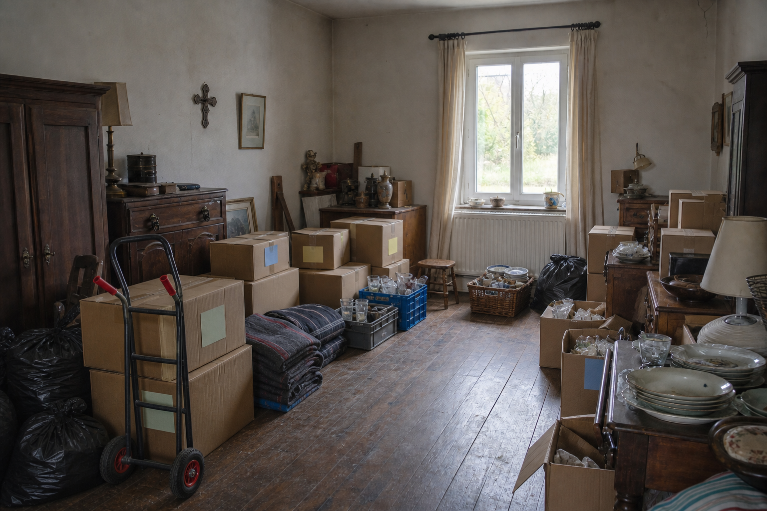Vide maison de campagne à Ouffet : avant, en cours et après — intervention en cours