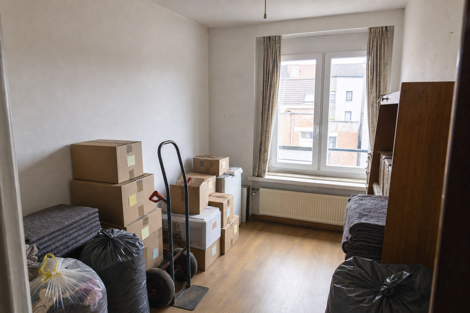 Vide appartement à Peer : avant, en cours et après — intervention en cours