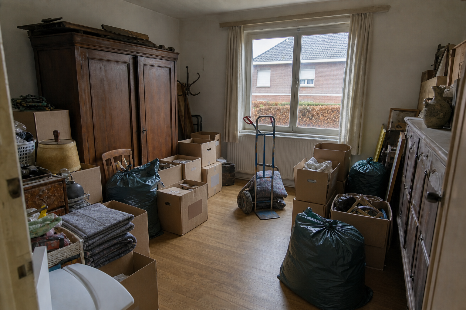 Vide maison individuelle avec combles à Pelt : avant, en cours et après — intervention en cours