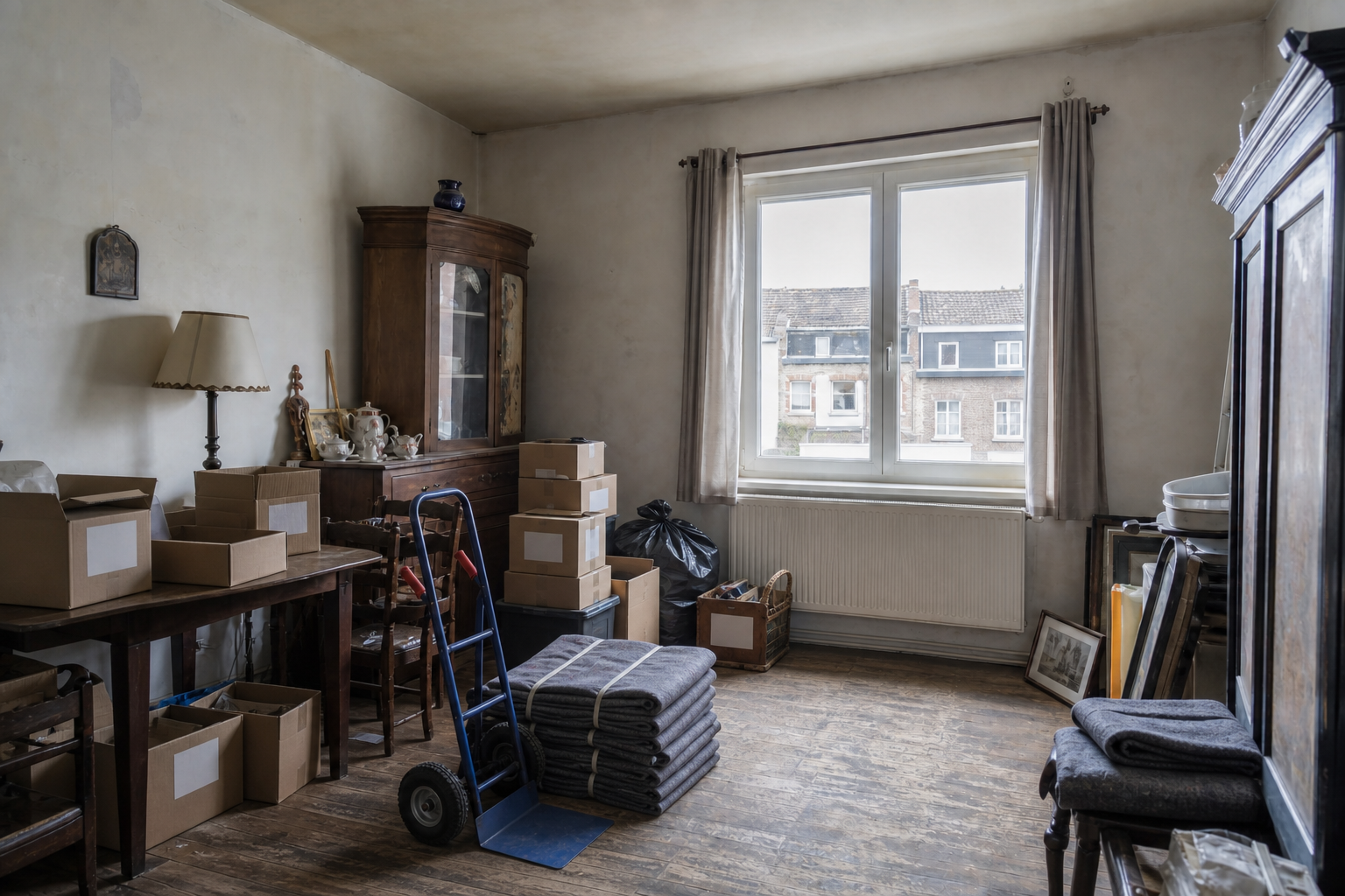 Vide maison mitoyenne à Pepinster : avant, en cours et après — intervention en cours