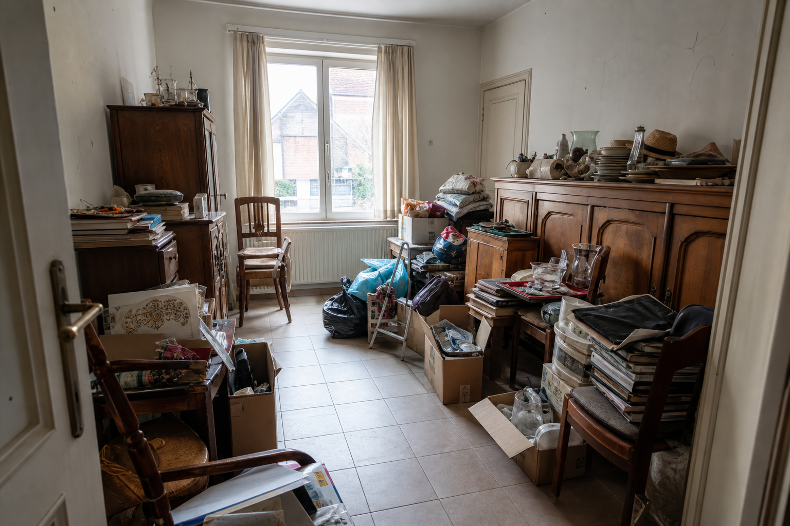Vide maison rurale après location à Pittem : avant, en cours et après — avant débarras
