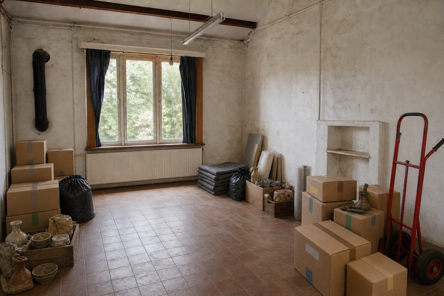 Vide grenier et atelier de potier à Raeren : avant, en cours et après — intervention en cours