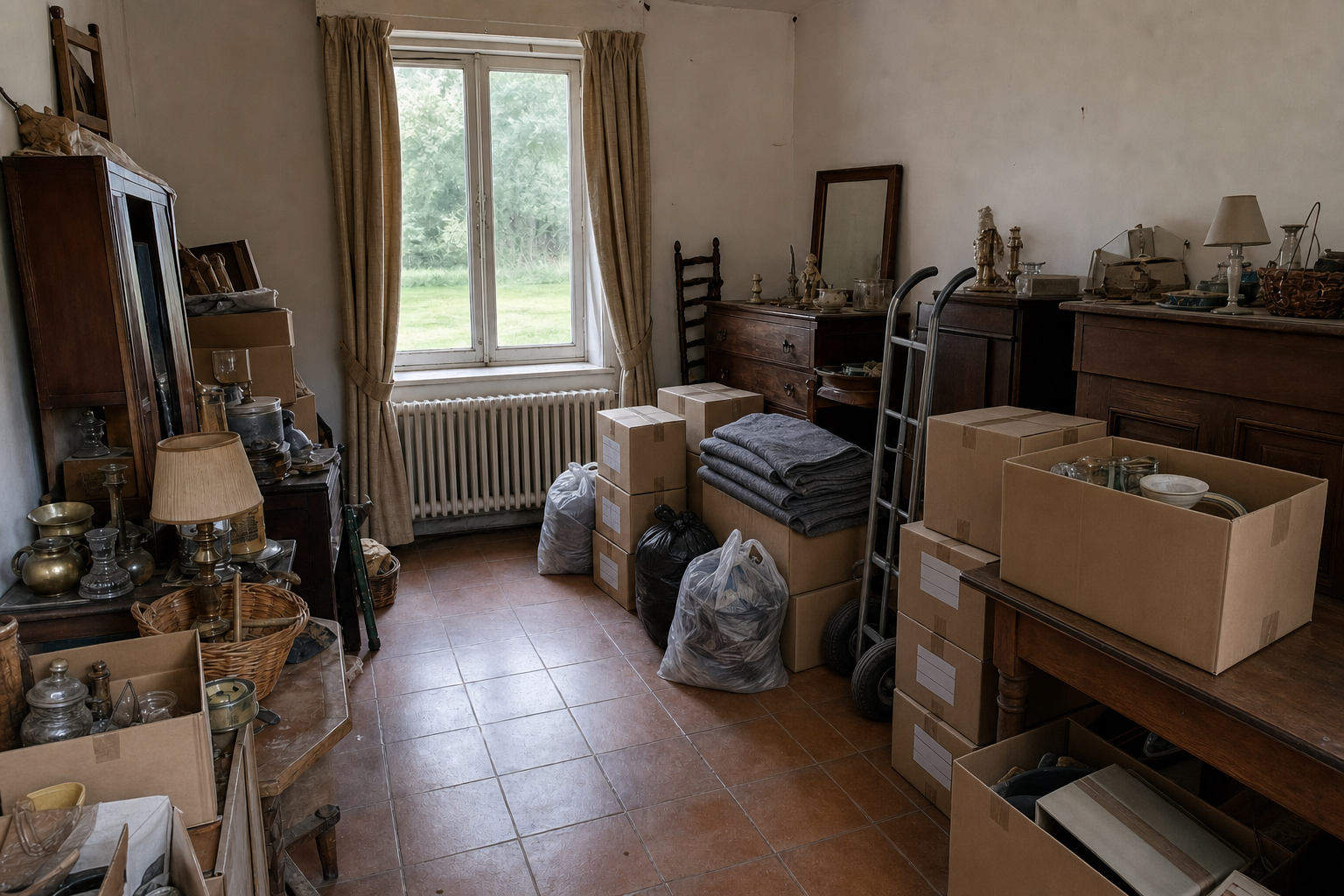 Vide fermette avec dépendances à Ranst : avant, en cours et après — intervention en cours