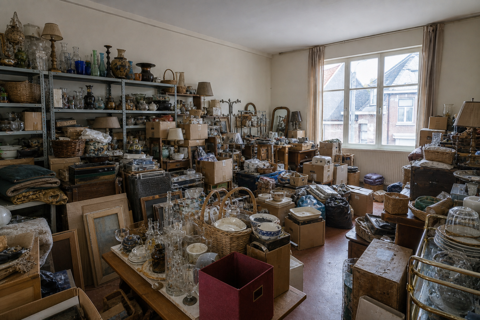 Vide maison ouvrière à Renaix : avant, en cours et après — avant débarras