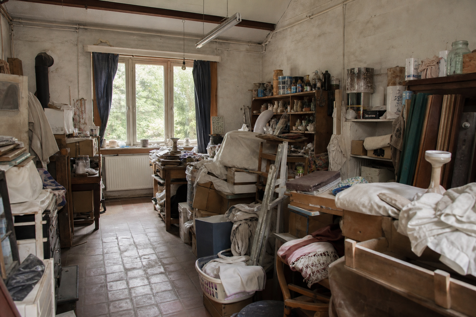 Vide maison villageoise avec grange à Roosdaal : avant, en cours et après — avant débarras