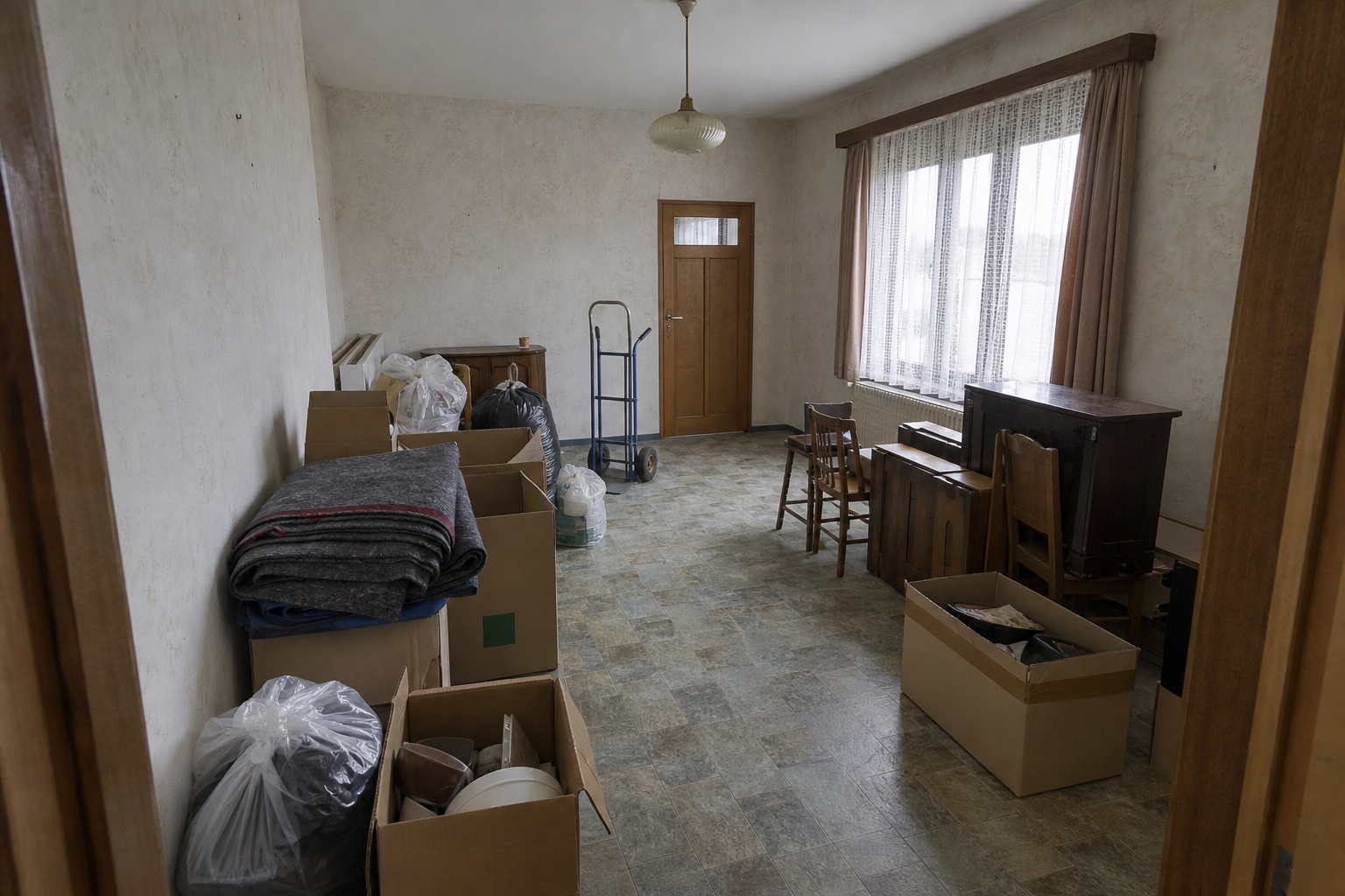Vide maison ouvrière à Saint-Georges-sur-Meuse : avant, en cours et après — intervention en cours