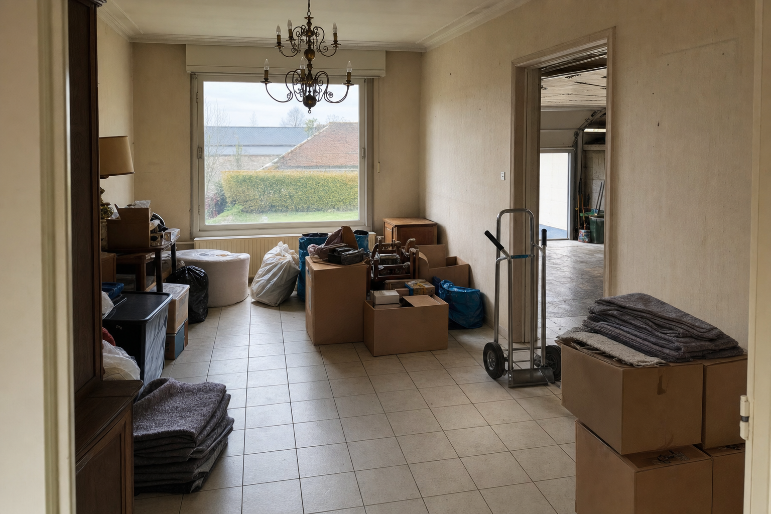 Vide villa quatre façades à Seneffe : avant, en cours et après — intervention en cours