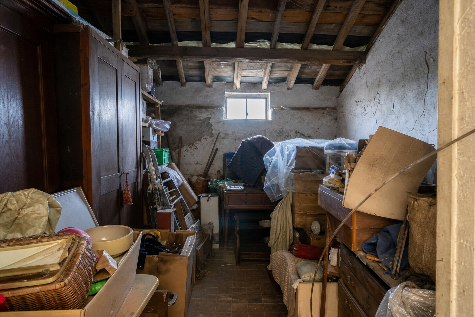 Débarras de cave et grenier à Sint-Lievens-Houtem : avant, en cours et après — avant débarras