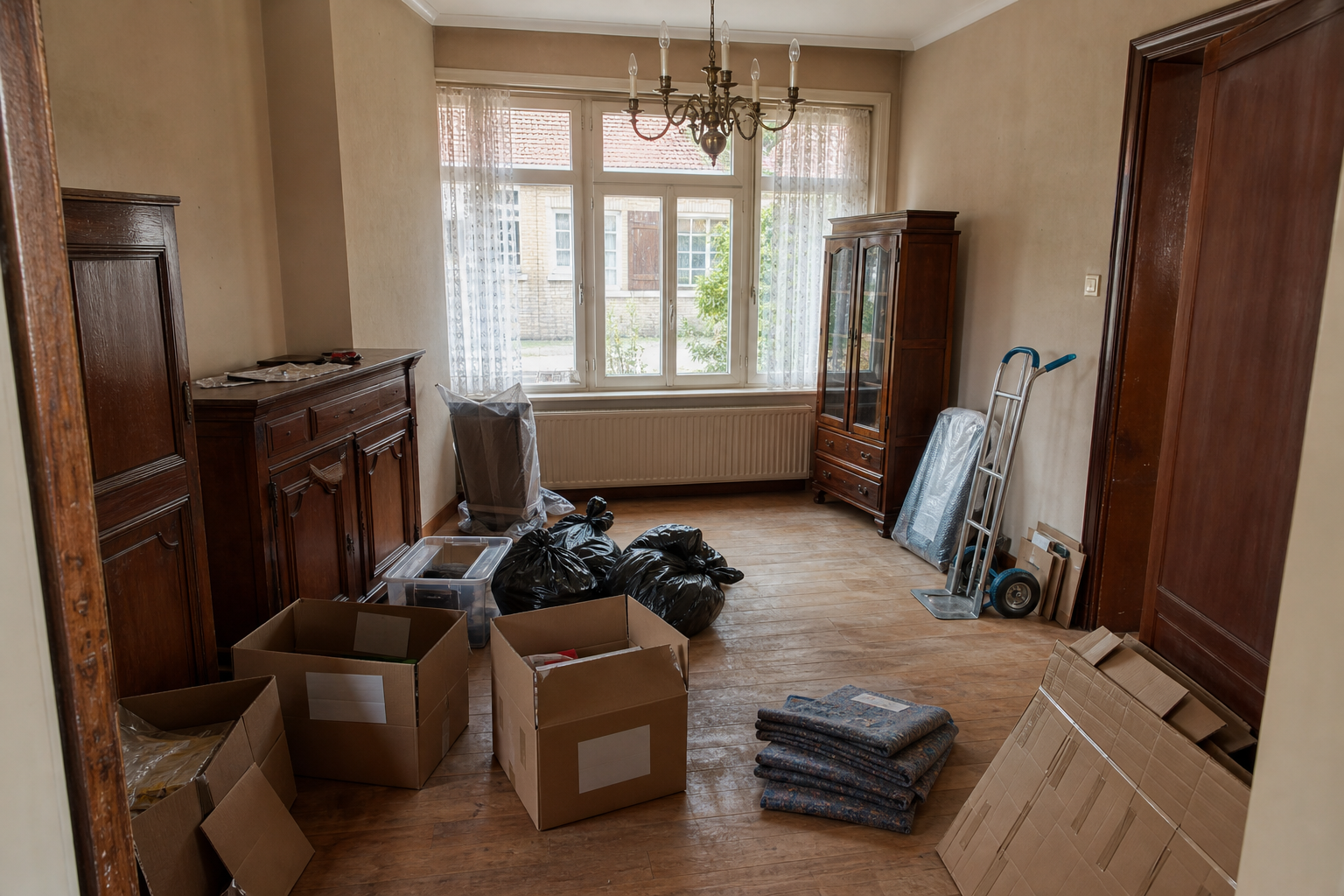 Vide maison familiale à Sombreffe : avant, en cours et après — intervention en cours