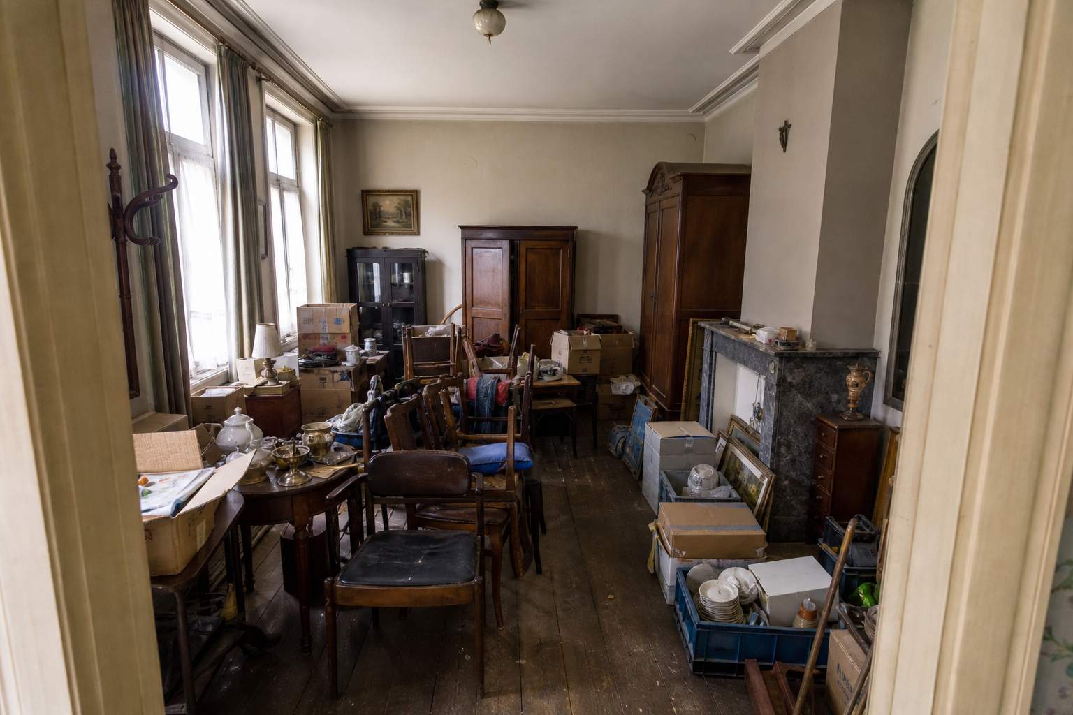 Vide maison de ville à Stavelot : avant, en cours et après — avant débarras