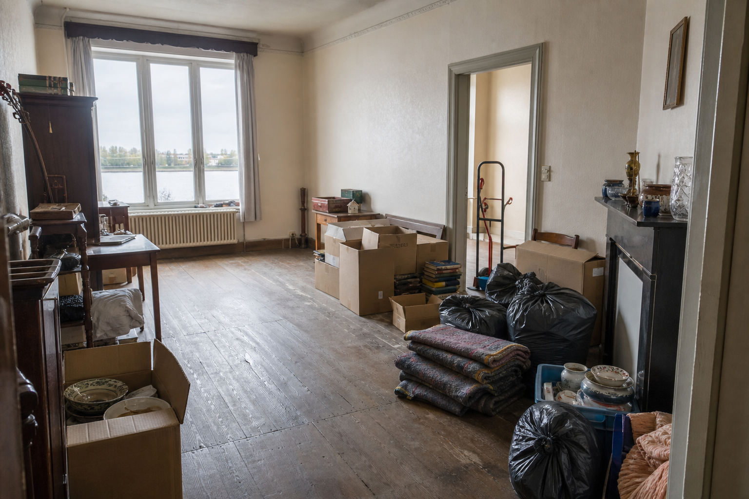 Vide maison familiale à Temse : avant, en cours et après — intervention en cours