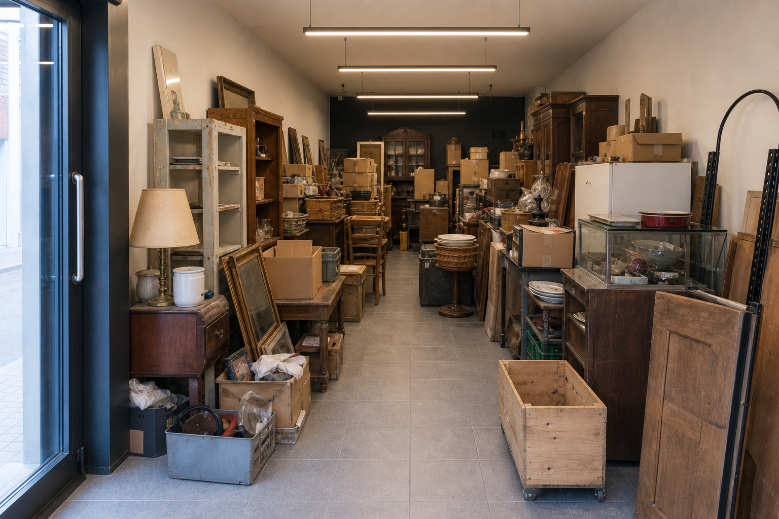 Vide commerce à Ternat : avant, en cours et après — avant débarras