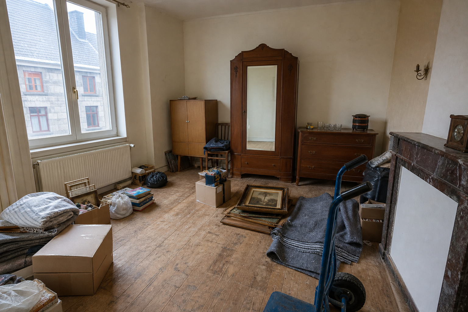 Vide maison familiale à Theux : avant, en cours et après — intervention en cours