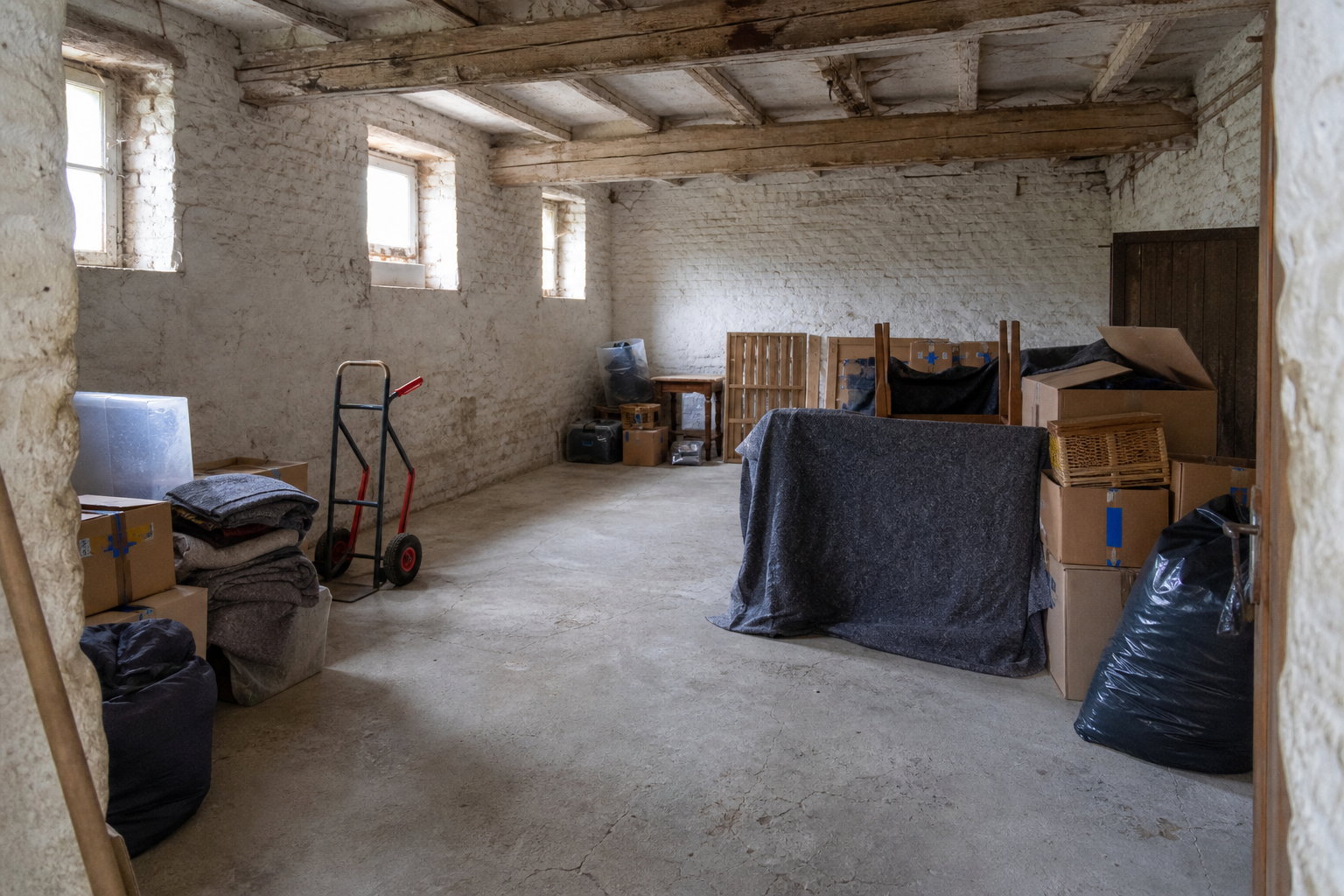 Vide fermette avec dépendances à Thimister-Clermont : avant, en cours et après — intervention en cours