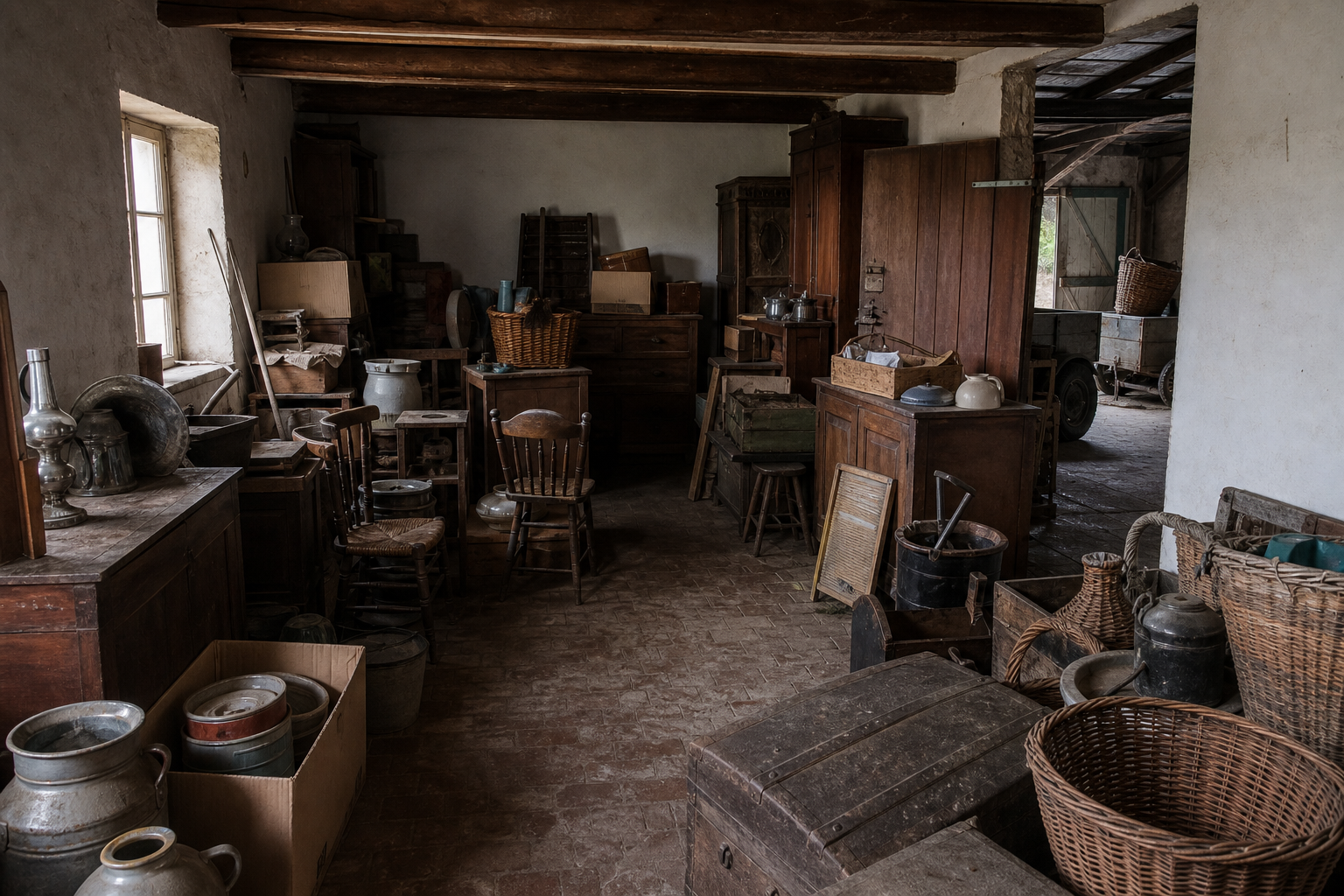 Vide fermette avec dépendances à Tielt : avant, en cours et après — avant débarras