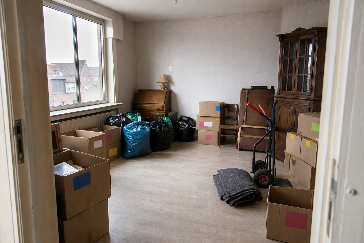 Vide appartement à Torhout : avant, en cours et après — intervention en cours