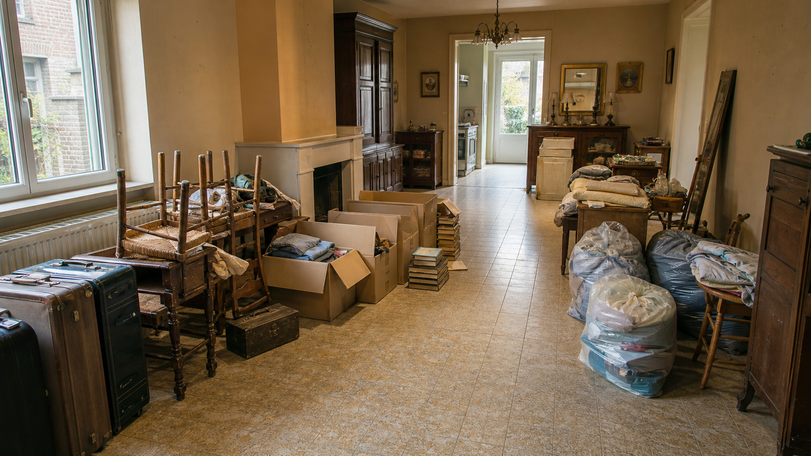 Vide maison familiale à Tournai : avant, en cours et après — intervention en cours