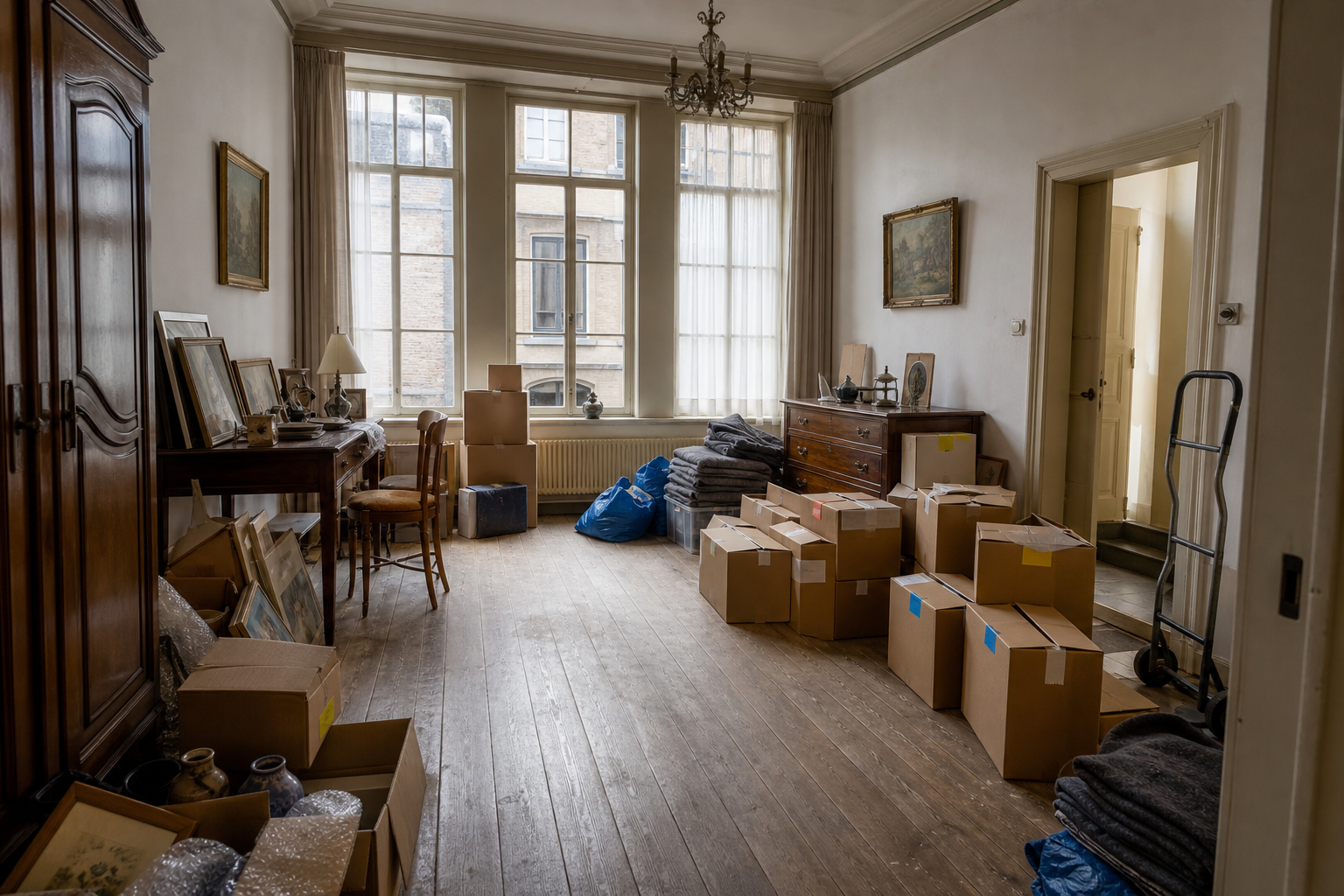 Vide maison de ville à Furnes : avant, en cours et après — avant débarras