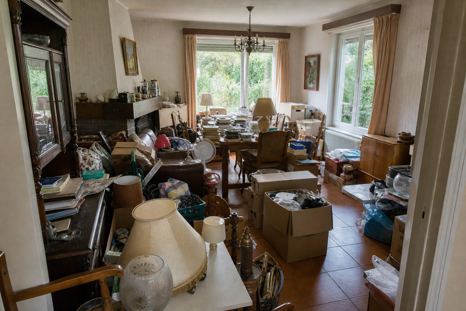 Vide villa quatre façades à Villers-Le-Bouillet : avant, en cours et après — avant débarras
